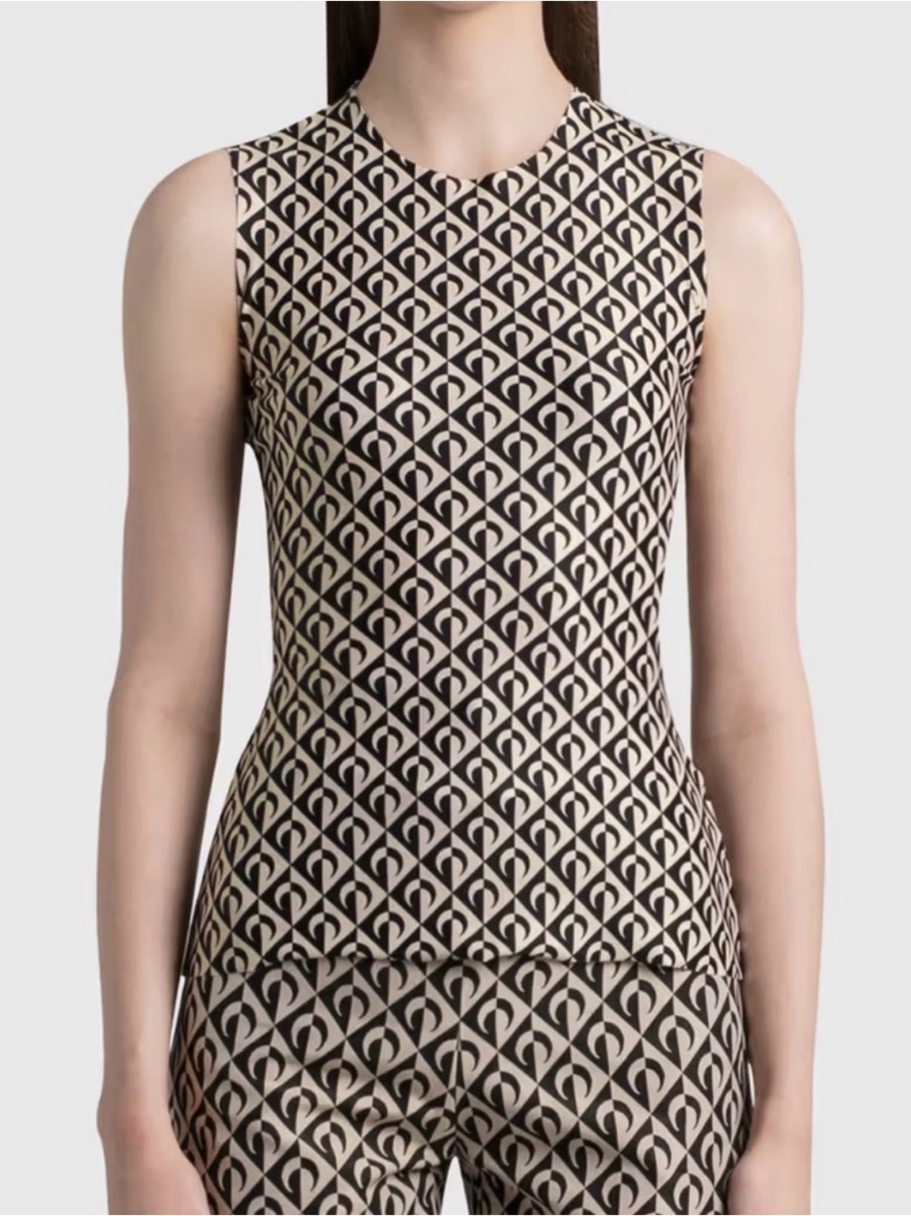 Marine Serre Women Geometric Black & Cream Top